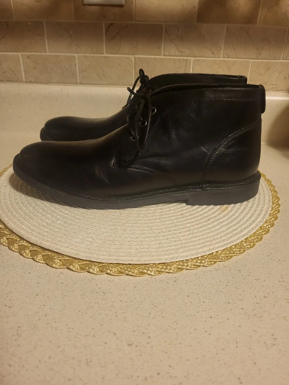 Men's Crown Vintage Black Leather Lace-Up Chukka Boots Sz.10